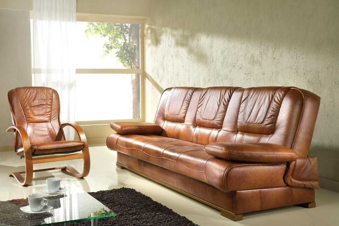 Wersalka skórzana sofa Finka+dwa fotele