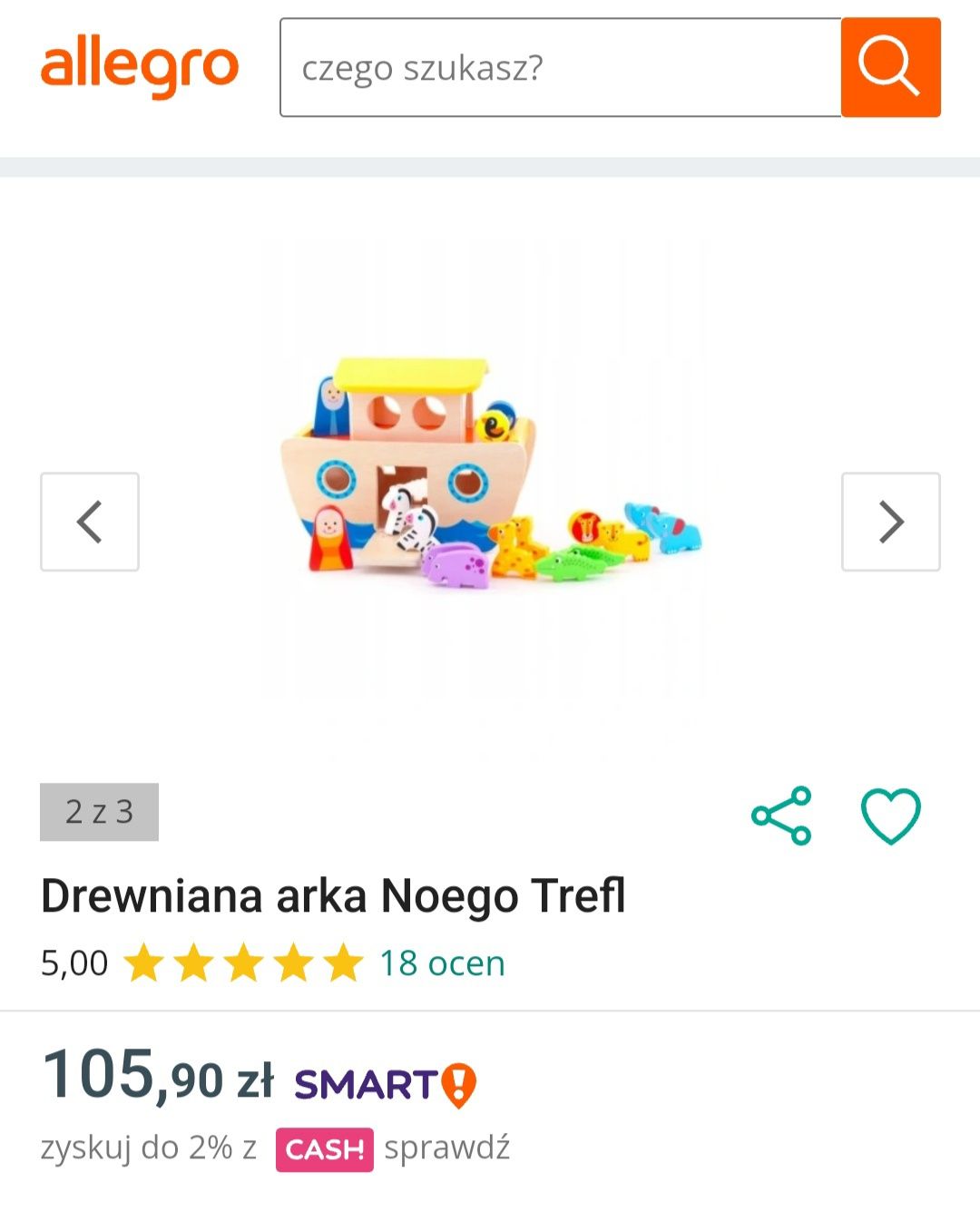 Drewniana zabawka arka Noego Trefl