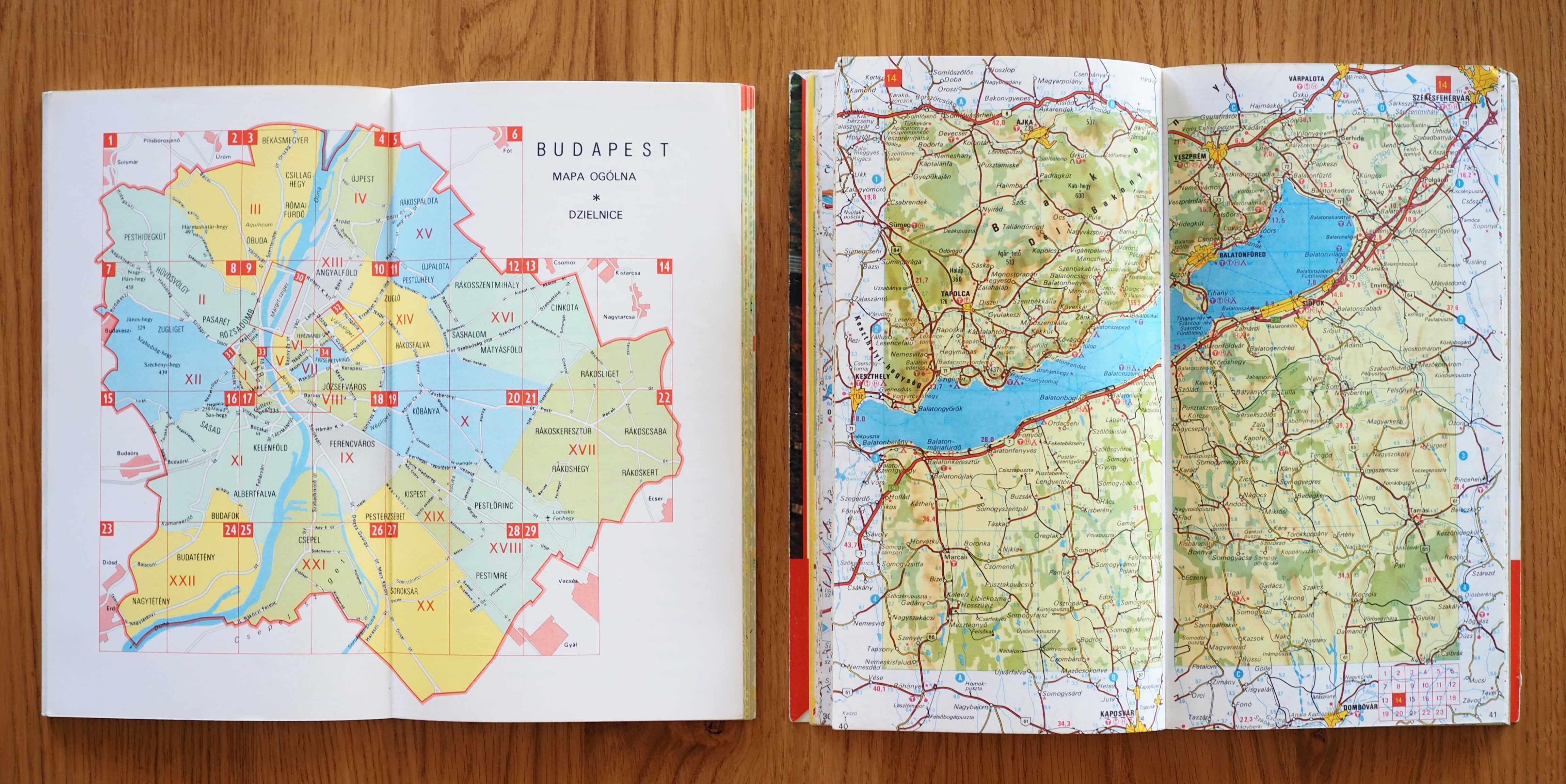 Węgry atlas, Budapeszt przewodnik, mapa PRL