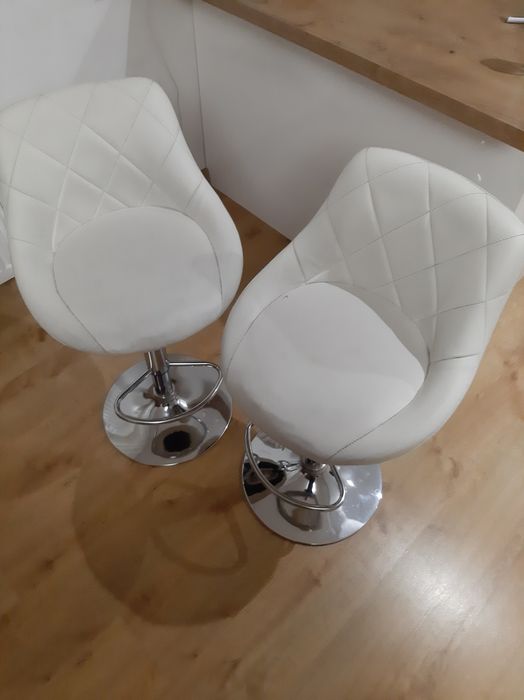 Hokery ekoskóra białe 2szt