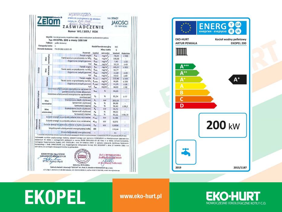 Kocioł EKOPEL na pellet 200kW - 5 klasa z DOTACJĄ certyfikat ECODESIGN