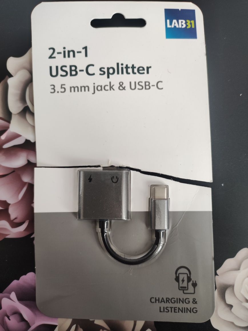 Adapter USB-C 2w1 3,5mm jack typ C LAB31