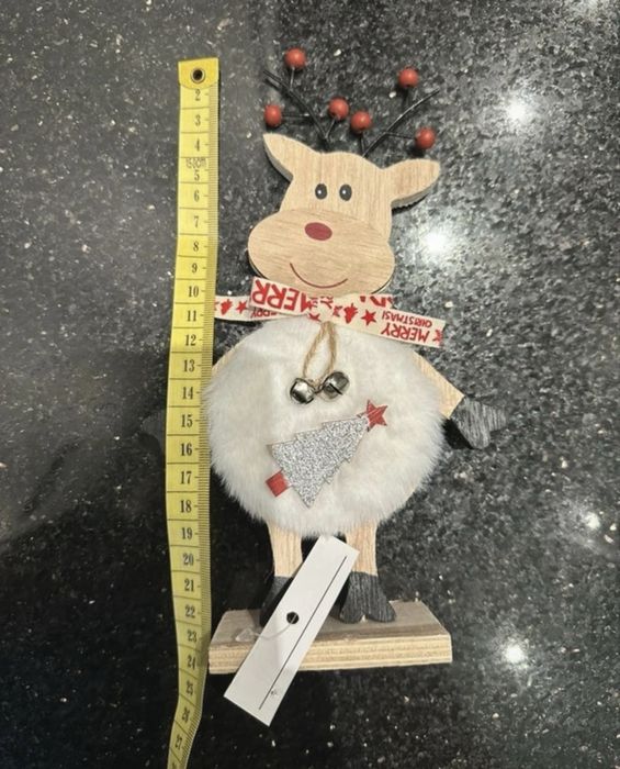 Dekoracje świąteczne z drewna xmas renifer stojący figurka