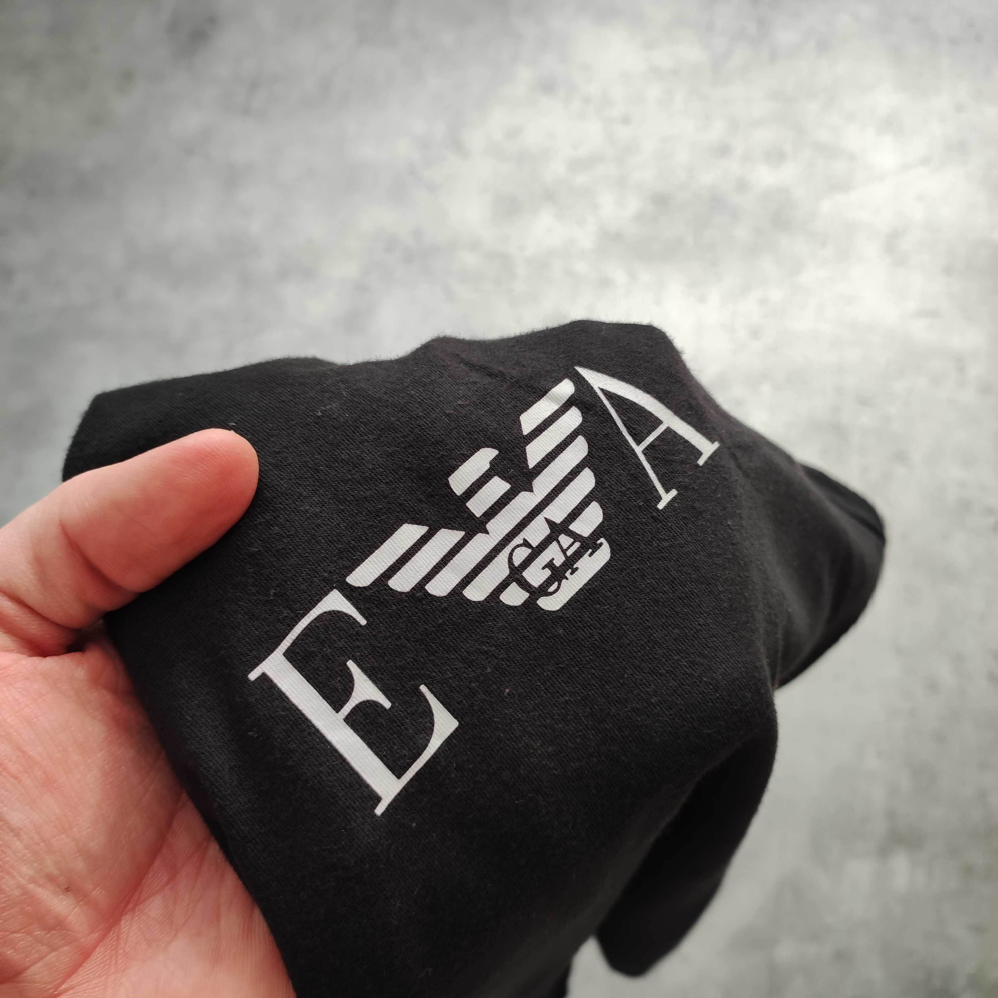 MĘSKA Koszulka Czarna Elastyczna PREMIUM Emprio Armani EA7 Casual Logo