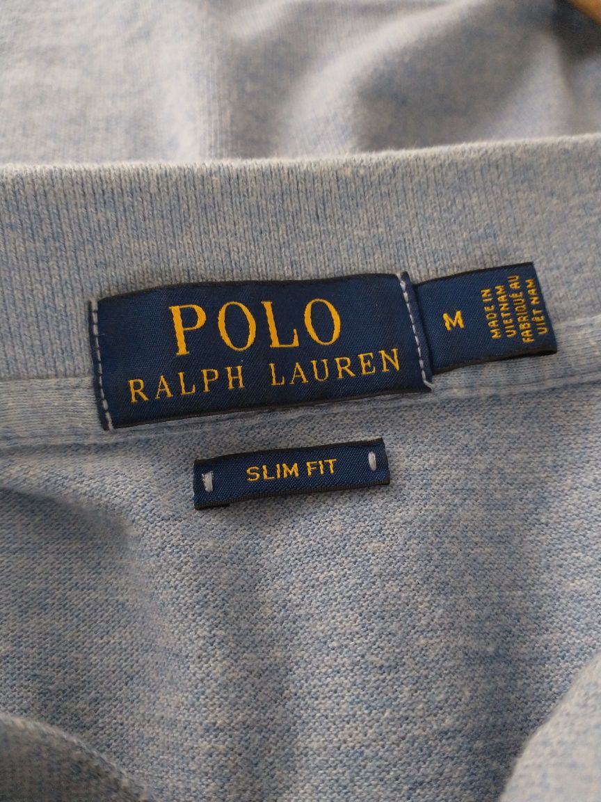 Koszulka Polo Ralph Lauren błękitna męska M slimfit turkusowa