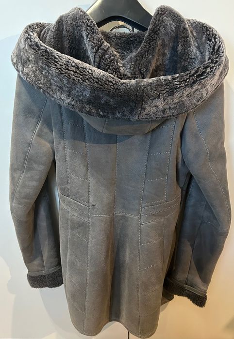 Skórzany kożuch z kapturem w rozmiarze XS