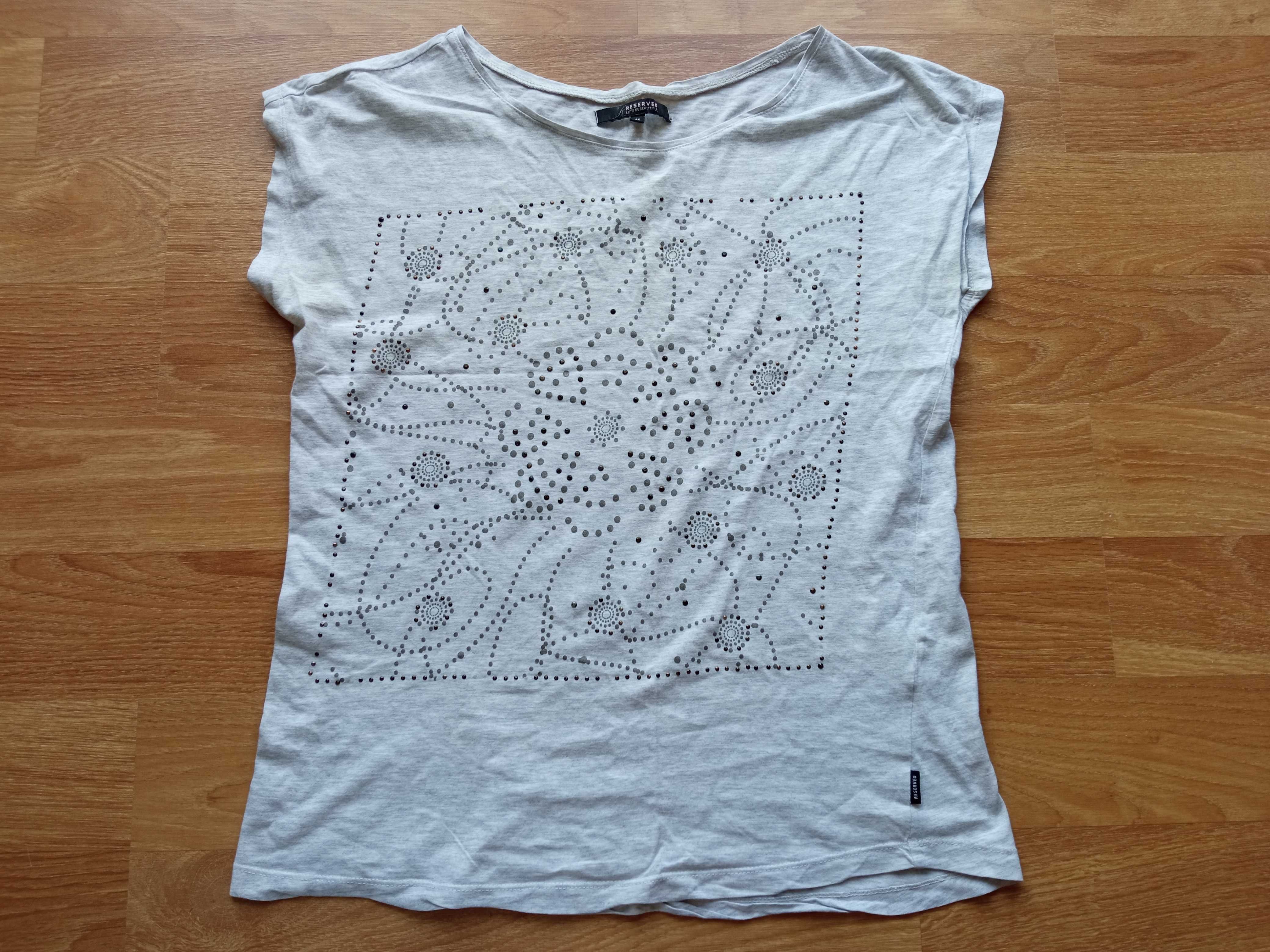 Damska bluzka T-shirt tshirt szara koszulka z cekinami Reserved 38 M