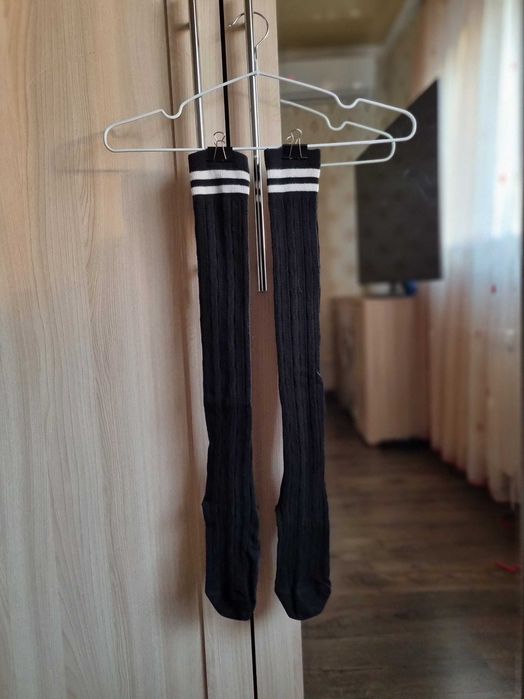 В’язані чорні гольфи з бавовни, стопа 19-25 см