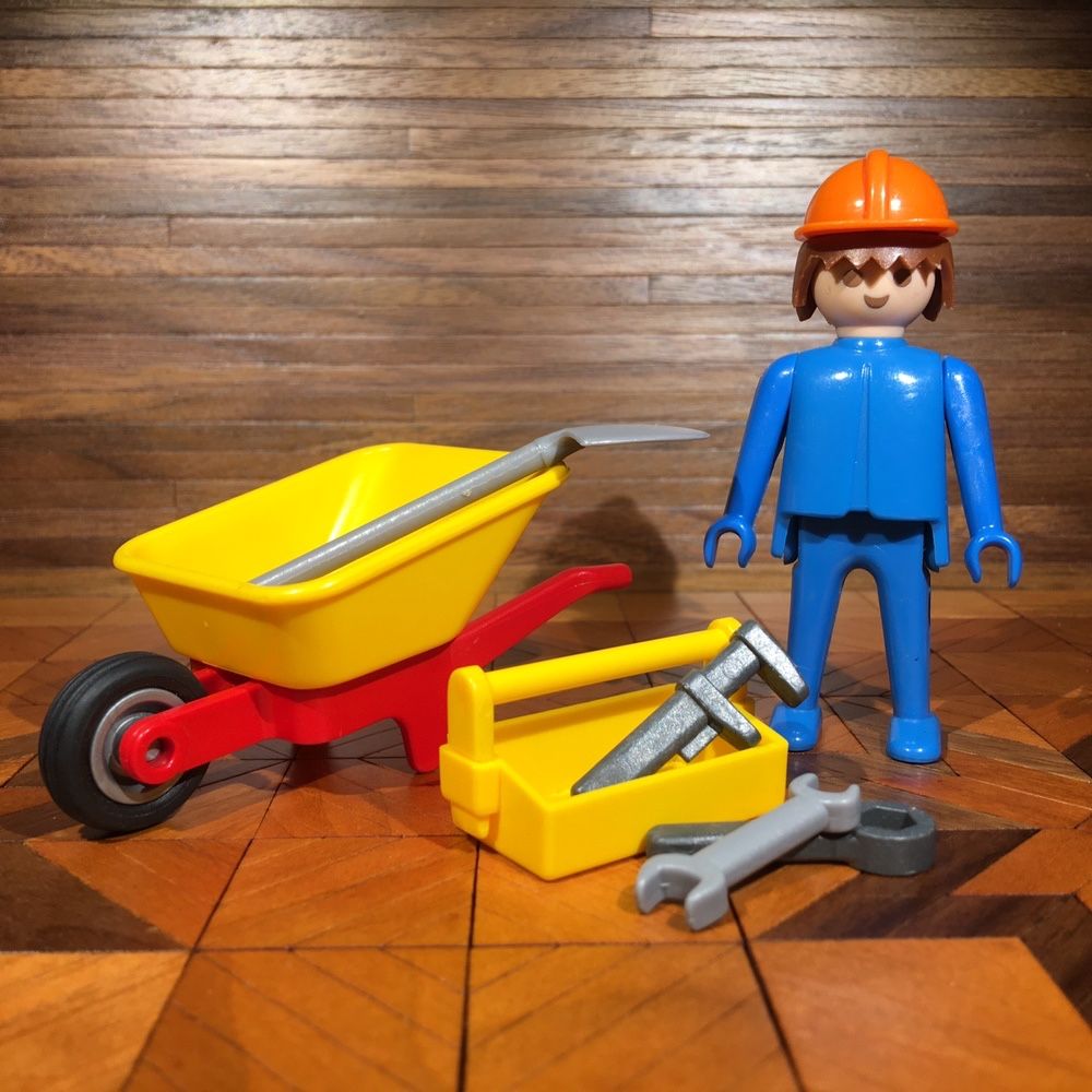 Playmobil Operário com carrinho de mão e ferramentas