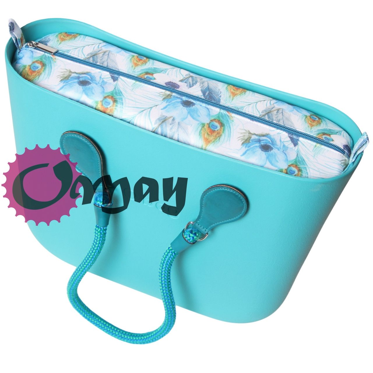 Turkusowy organizer do OBAG STANDARD pawie pióra 2 kieszenie OMAY