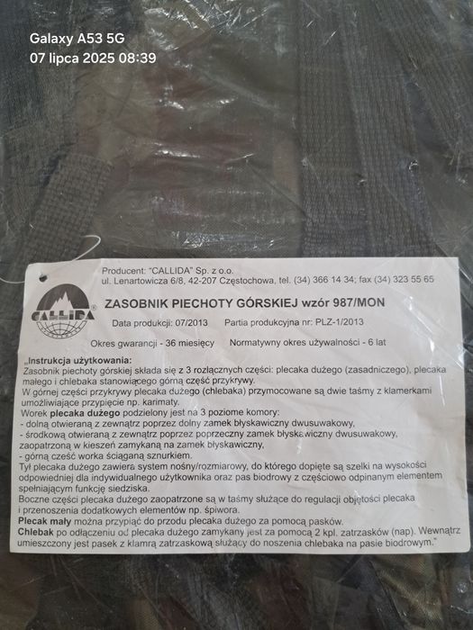 Zasobnik piechoty górskiej wzór 987/MON