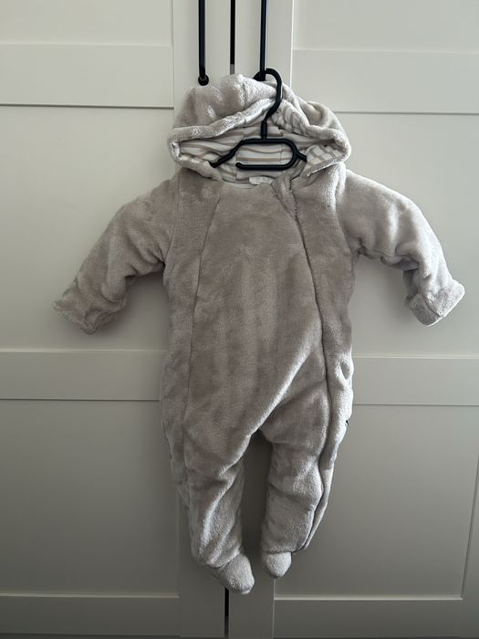 Kombinezon miś - welurowy - polar - beżowy szary - Jacky Baby - 74