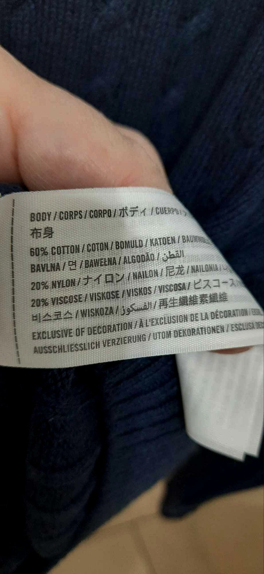 Sweter damski 38 M warkocz Hollister granatowy bdb bawełna