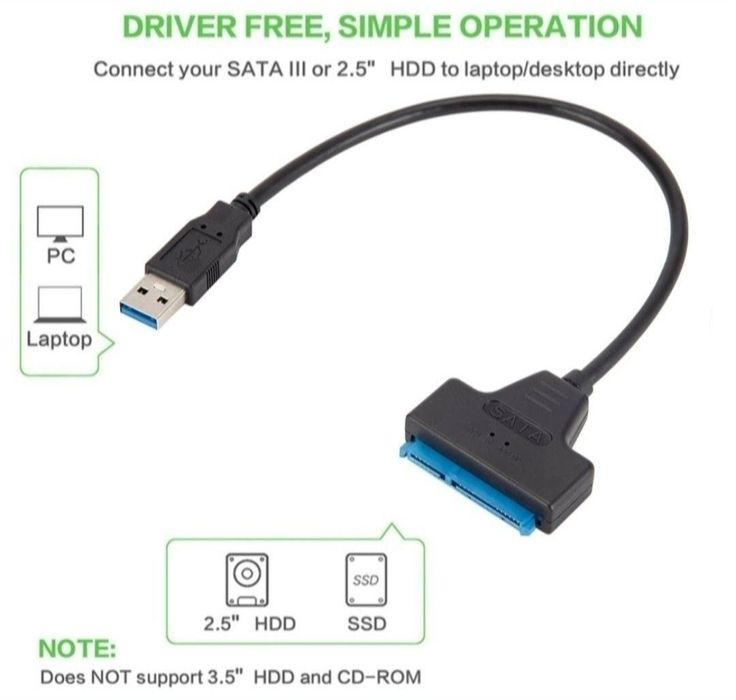 Przejściówka Kabel USB 3.0 do 6Gb Adapter USB 3.0 do SATA Dysk HDD SSD