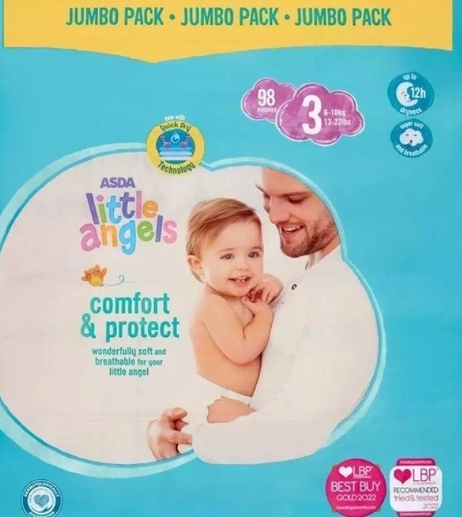 Подгузники Asda Little Angels Comfort & Protect 3 (6-10 кг) 98 шт