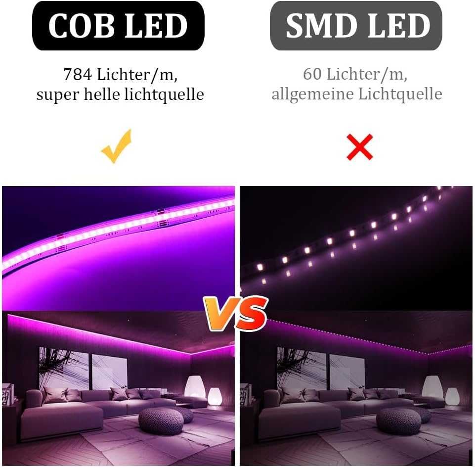 COB Taśma LED RGBW Alexa, 24V 5m RGB, kompatybilna z Alexa Google-485