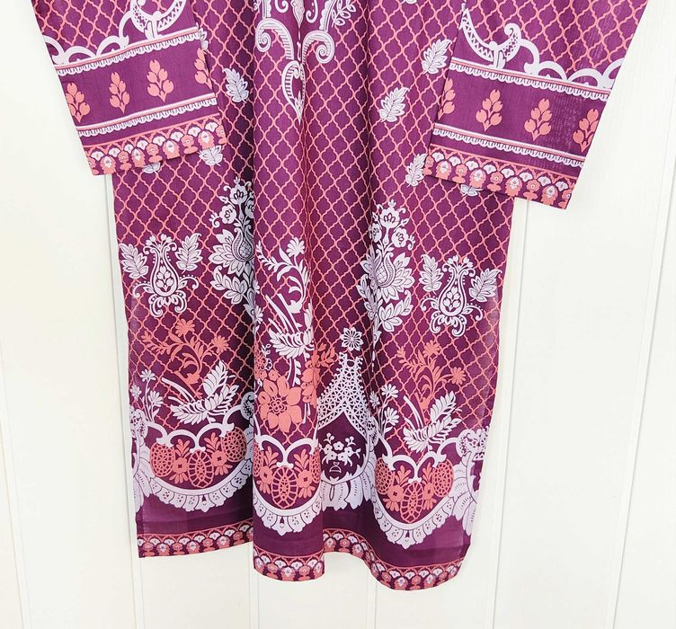 Nowa tunika indyjska S 36 M 38 fioletowa zdobiona bawełna fiolet retro