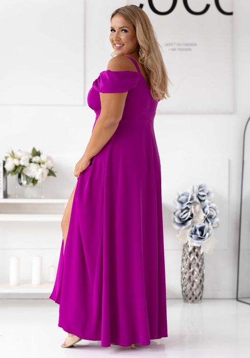 Długa wieczorowa sukienka magenta 48 50 nowa