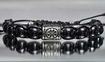 Bransoletka kamień Hematyt 10 mm Vegvisir kompas Wikingów na wymiar
