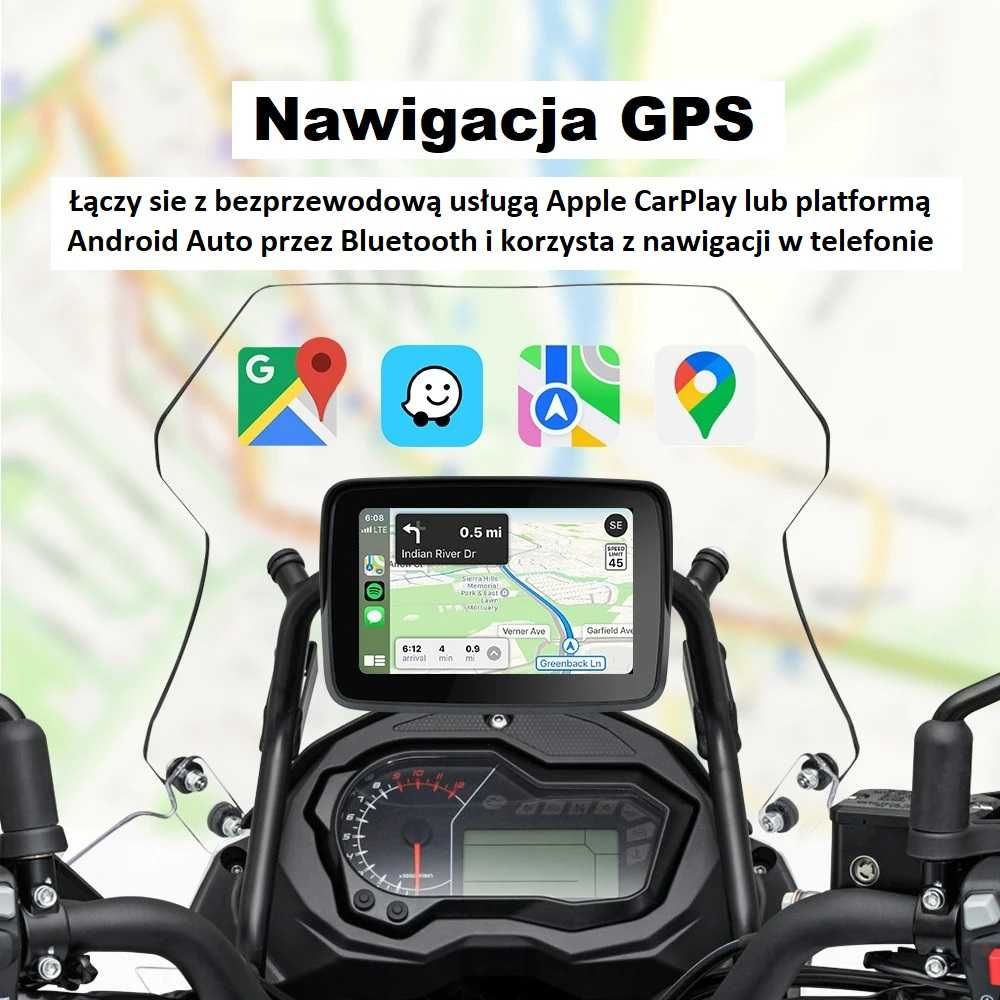 Nawigacja motocyklowa GPS Apple CarPLay Android Auto Mapy IP67 yanosik