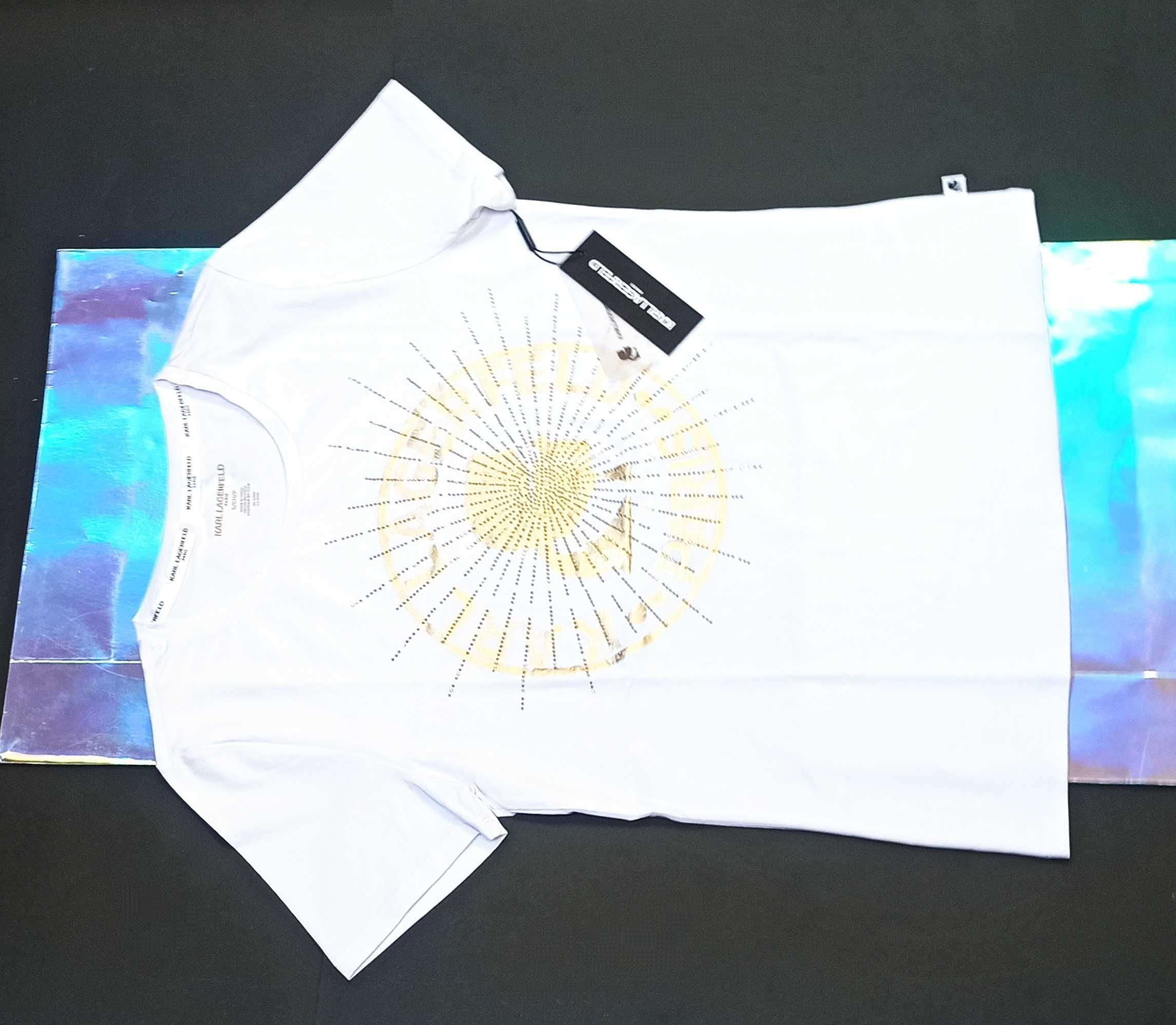 KARL LAGERFELD Oryginalna Koszulka T-Shirt Bluzka Profil Diamenciki