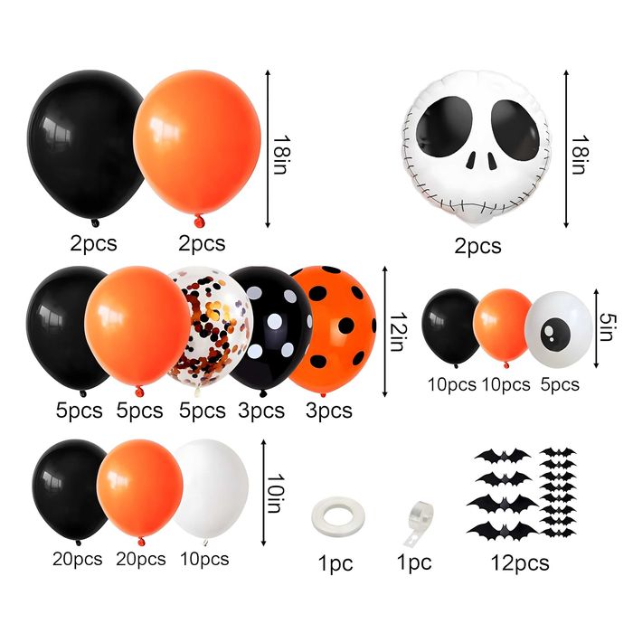 Zestaw Balonów Girlanda Balonowa Nietoperz Czaszka Halloween Przyjęcia