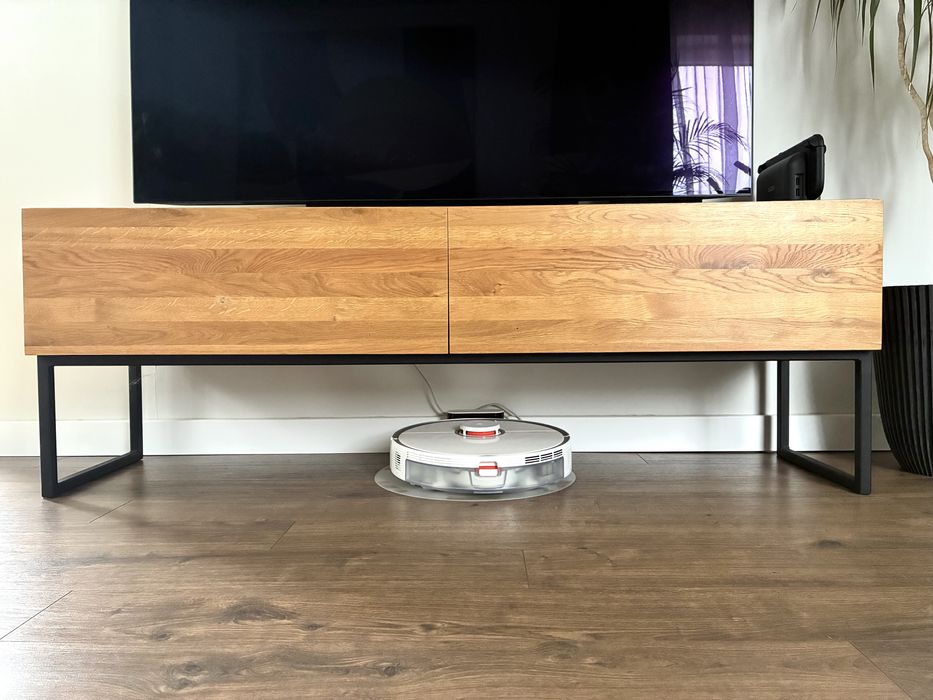 Minimalistyczna Szafka RTV komoda dębowa loftowa lite drewno