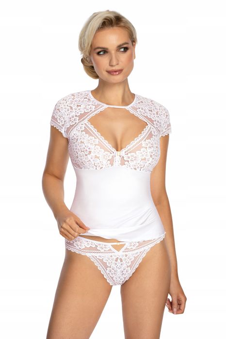 Róża Koszulka Damska Z Koronką Biała R. 38