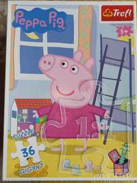 Puzzle Świnka Peppa Trefl 36 elementów GIGANT 58x84cm,jak nowe 1/2ceny