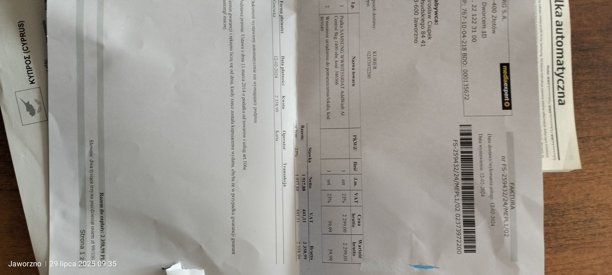 Pralka automatyczna Samsung