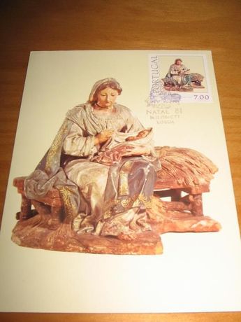 Postal Ilustrado Natal de 1981 com selo e carimbo CTT