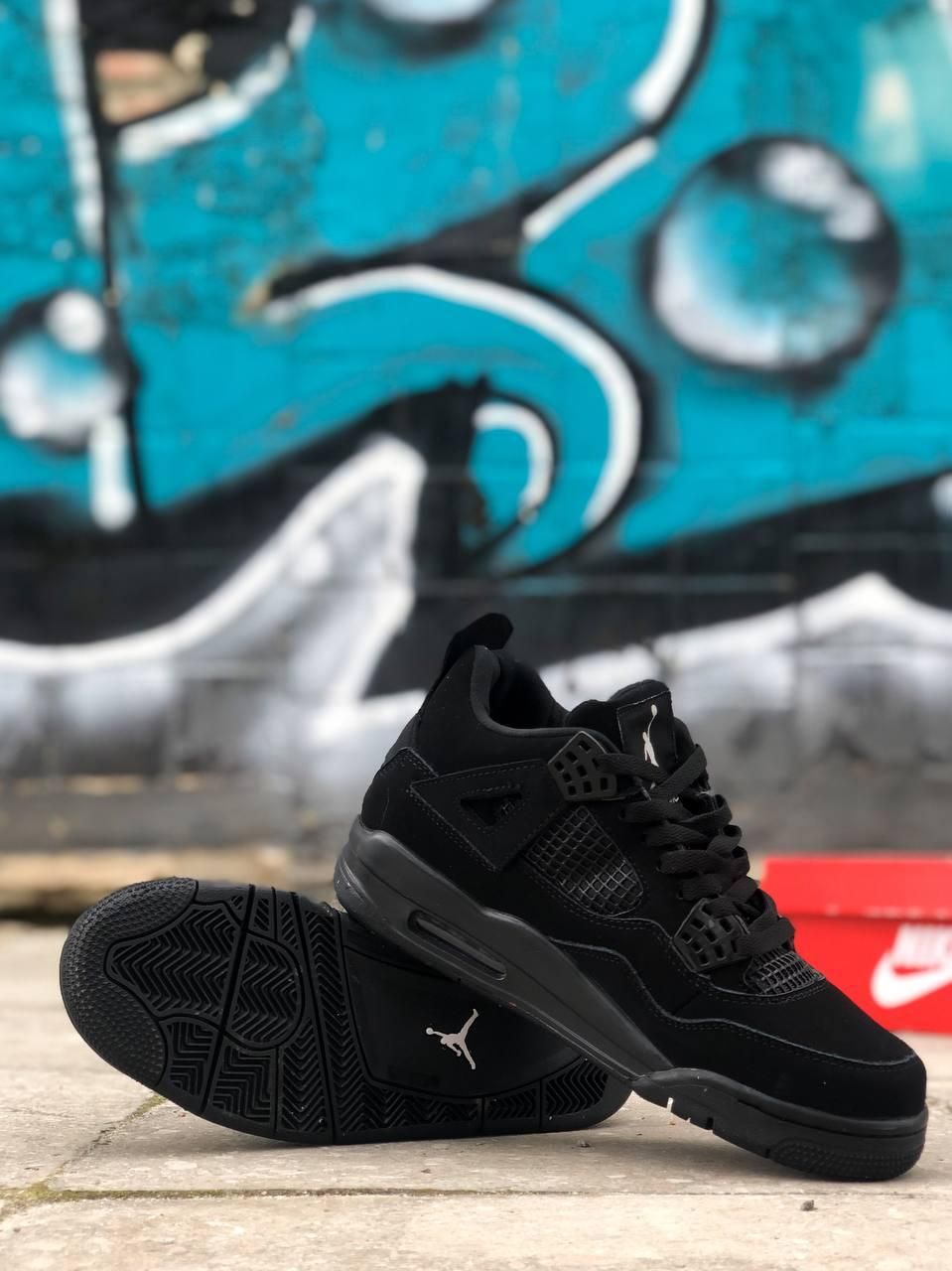Кроссовки женские Air Jordan Retro 4 Black Найк БЕЗ НАЛОЖКИ