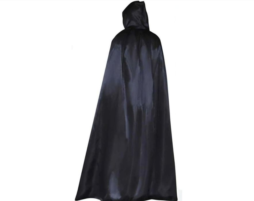 Peleryna z kapturem, czarna, dla. 130 cm Halloween Cosplay