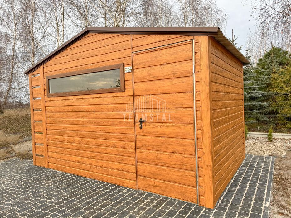 Schowek domek ogrodowy 3,5x3m + wiata 0,5m drzwi okno dach TS962