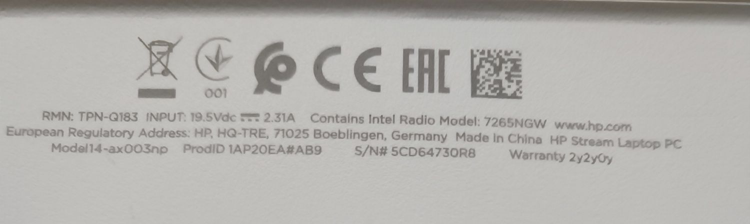 Portátil HP Stream 14-ax003np