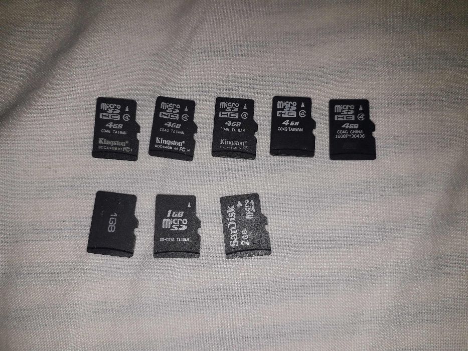 Karty , Karta Micro Sd 1Gb , 2Gb, 4Gb , markowe, używane.