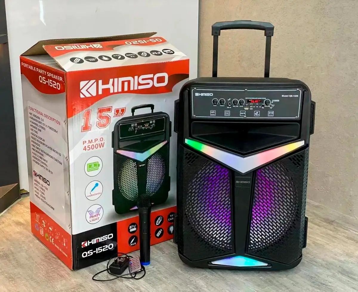 Блютуз акустика караоке KIMISO-151(microSD,USB,FM)ПульДУ, микрофон