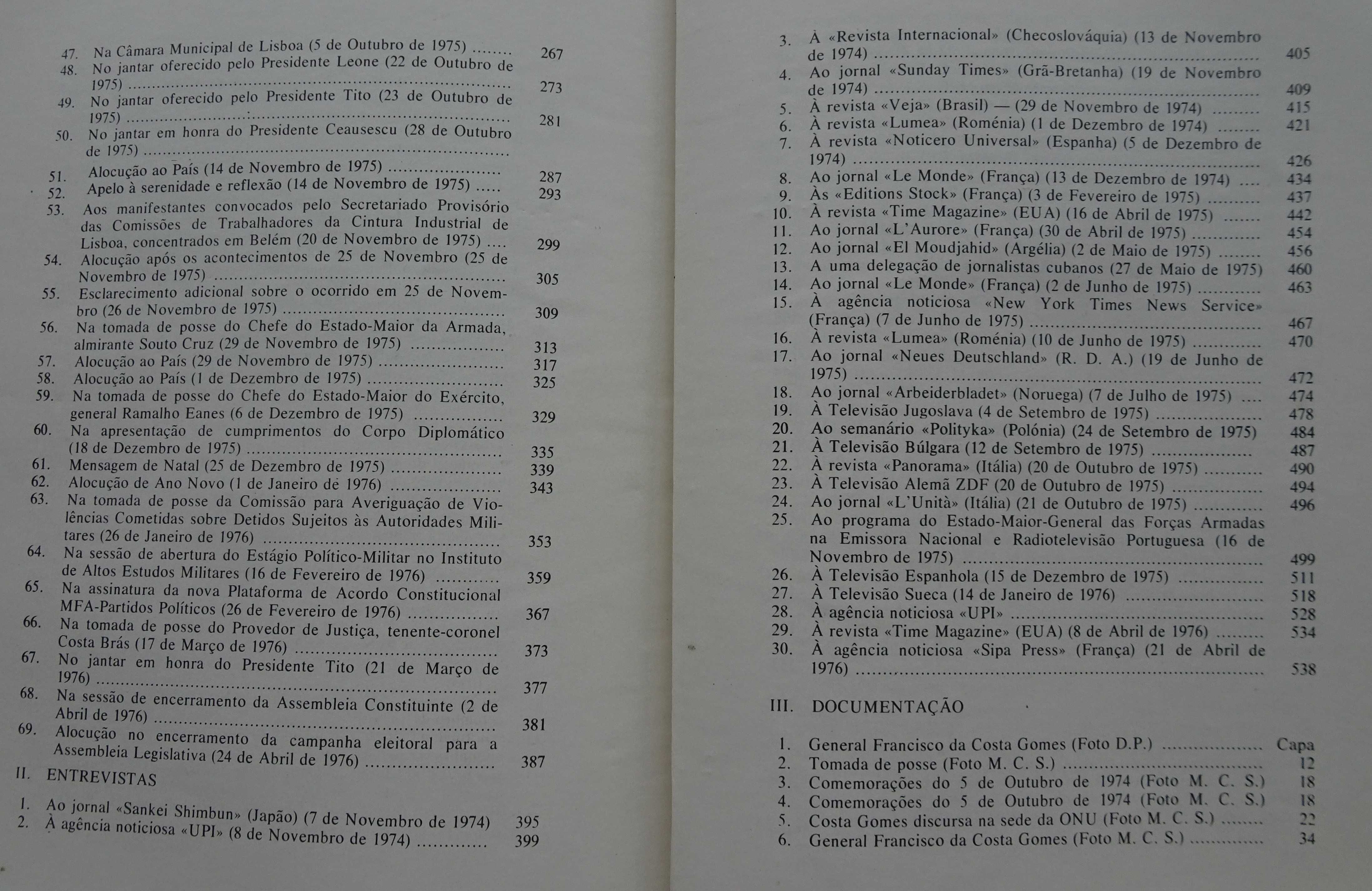 Discursos Políticos de Costa Gomes 1ª Edição 1976