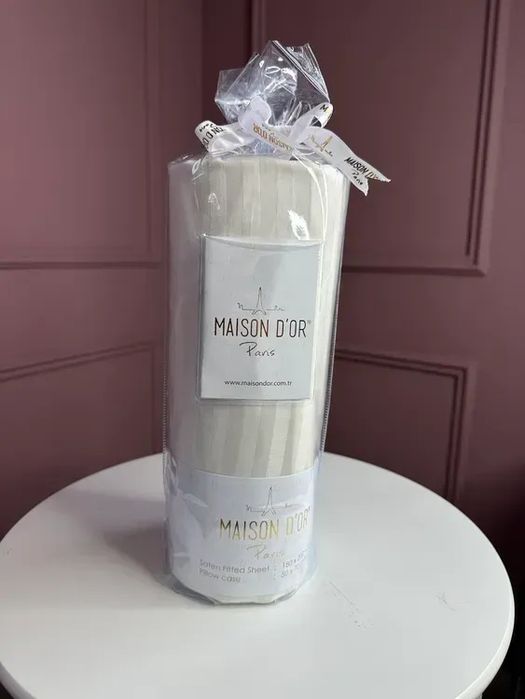 Сатиновые простыни Maison D'or на резинке 180х200+наволочки 2-50×70