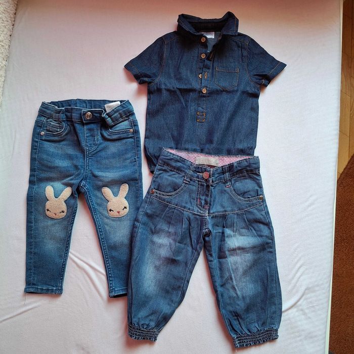H&M So Cute Ativo Zestaw Dżinsowy Body 2x Spodenki 74/80