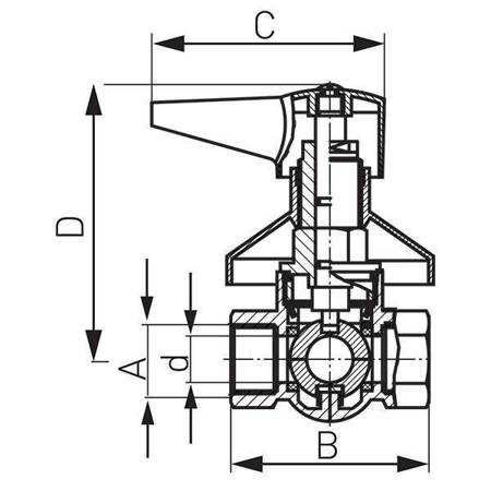 Zawór kulowy podtynkowy 1/2 z dźwignią i rozetą