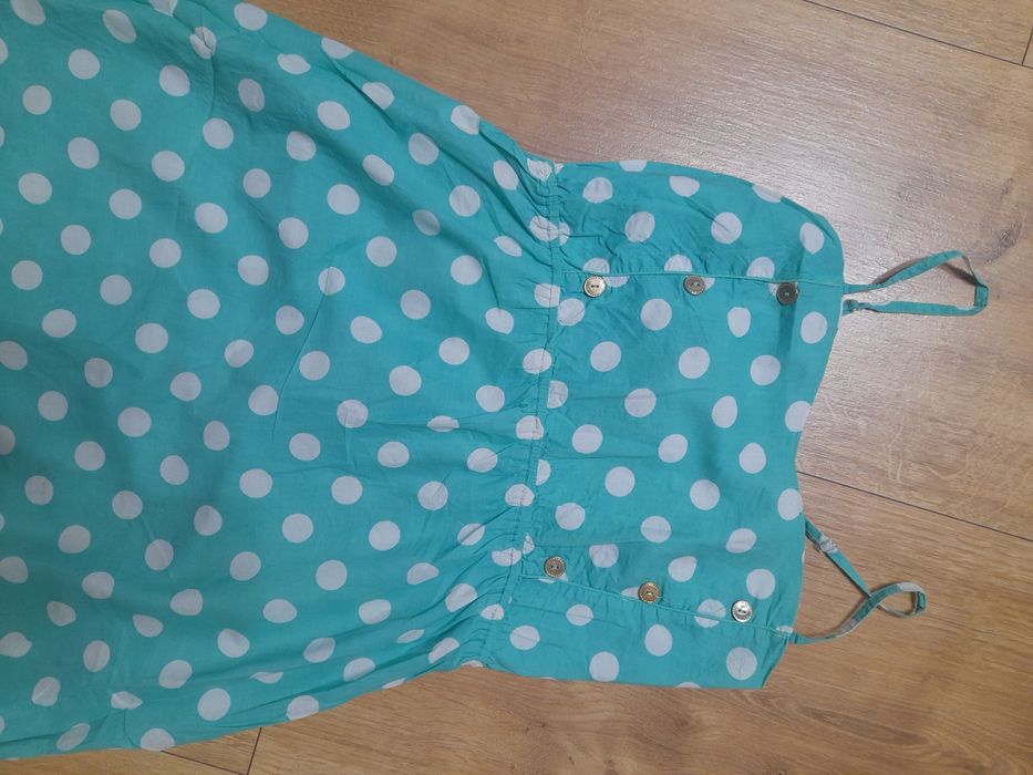 Tunika miętowa w grochy na ramiączkach rozm.L