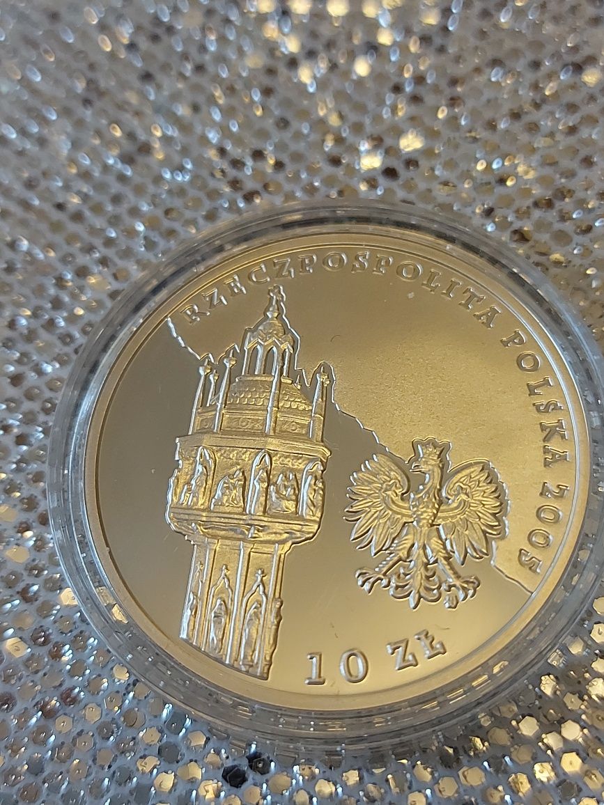Srebrna 10 zł moneta w kapslu Ag  925 Papież Jan Paweł II  2005r.