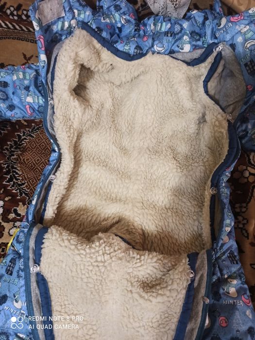 Зимний комбинезон на 1-1,5 года на овчине