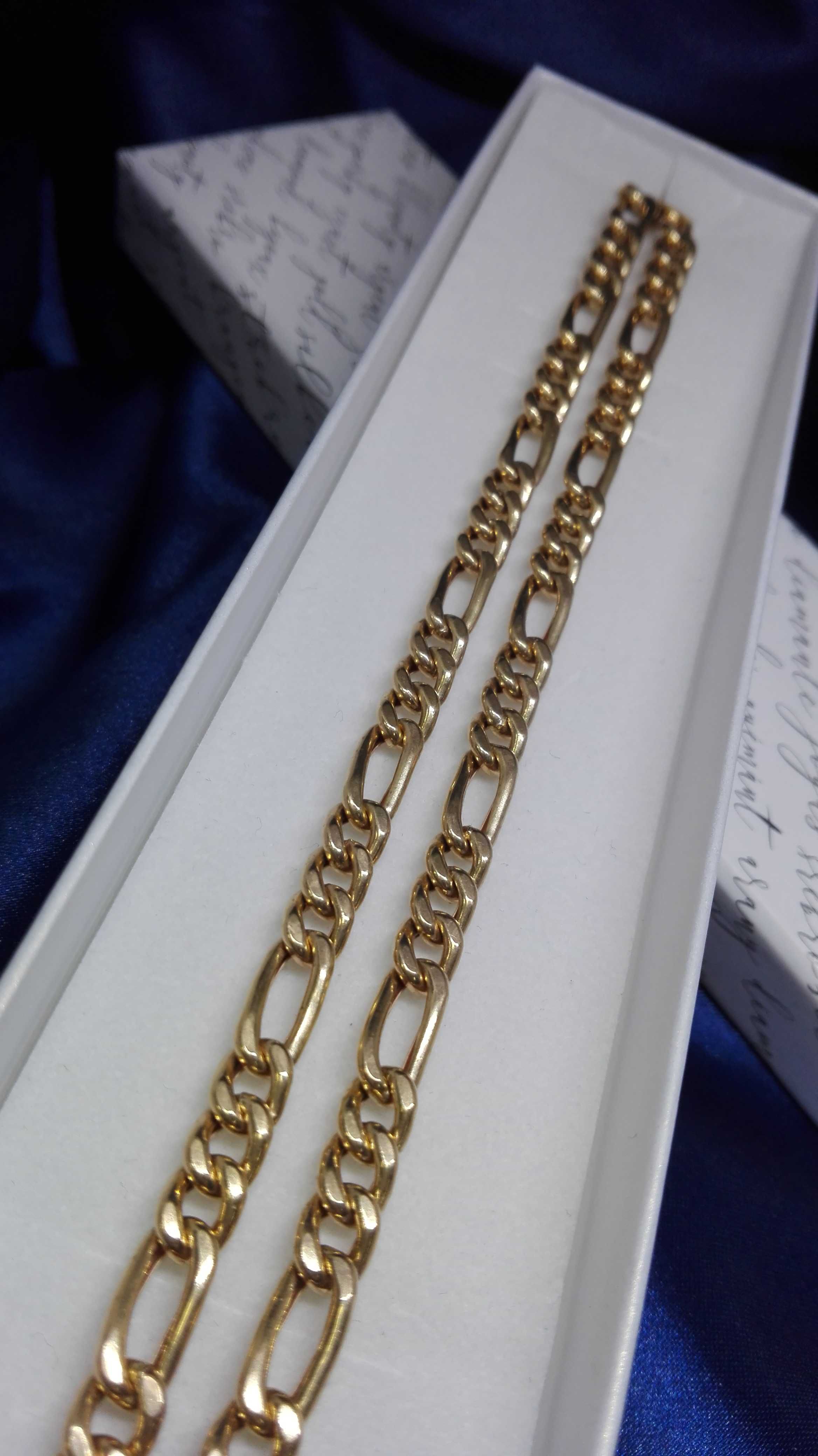 Złoty łańcuszek, złoto 585 figaro 55 cm