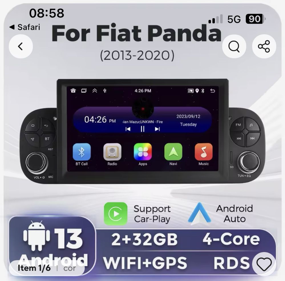 Rádio Android - Fiat Panda