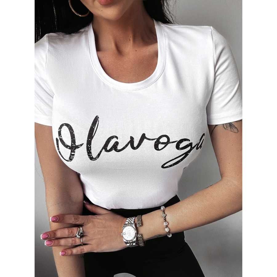 T-shirt damski MODE O LA VOGA biały rozmiar S