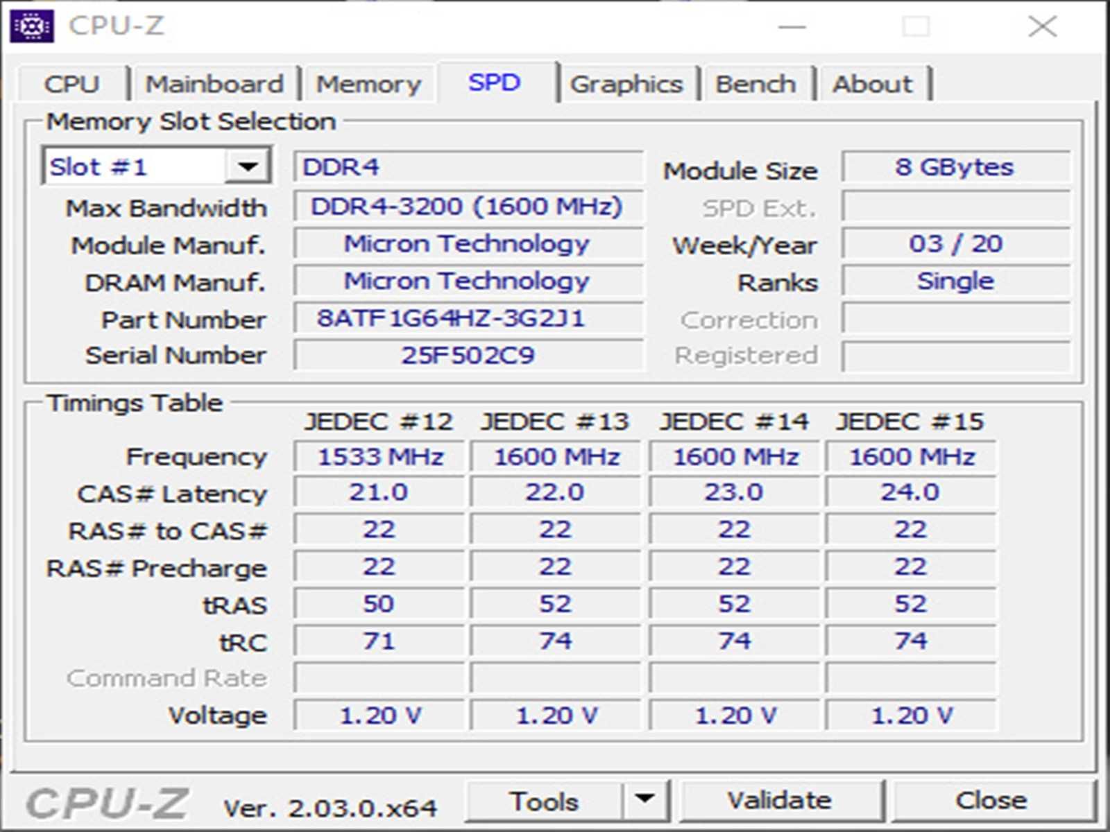 DDR4 8GB Micron 3200AA
