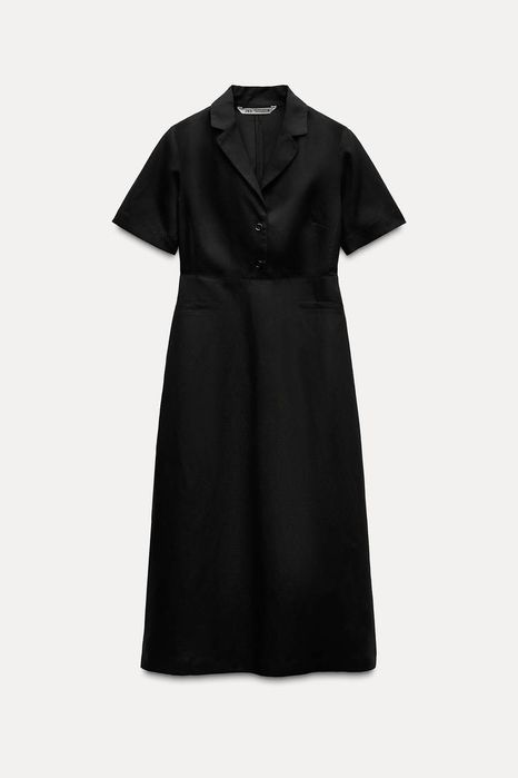Брендова літня чорна сукня Zara ліоцел льон котон