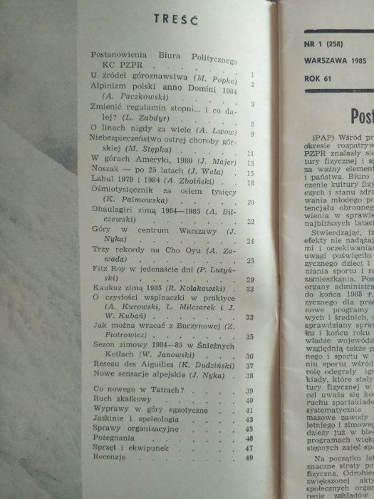 Taternik - styczeń 1985, gazeta, miesięcznik, czasopismo
